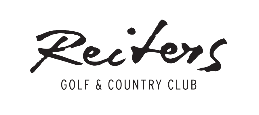 schwarzes Logo Reiters Golf & Country Club auf weißem Hintergrund